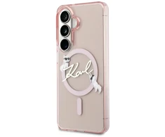 Karl Lagerfeld IML Choupette Karl Script Logo magnetinis dėklas iPhone Samsung Galaxy S26 rožinis