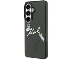 Karl Lagerfeld IML Choupette Karl Script Logo magnetinis dėklas, skirtas iPhone Samsung Galaxy S26, juodas