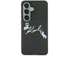 Karl Lagerfeld IML Choupette Karl Script Logo magnetinis dėklas, skirtas iPhone Samsung Galaxy S26, juodas