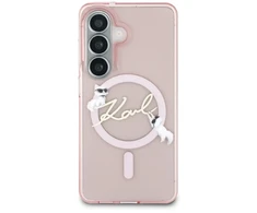 Karl Lagerfeld IML Choupette Karl Script Logo magnetinis dėklas iPhone Samsung Galaxy S26 rožinis