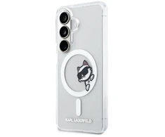 Karl Lagerfeld IML Choupette Peekaboo Logo magnetinis dėklas iPhone Samsung Galaxy S26 telefonui, skaidrus