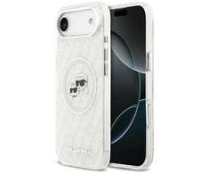 „Karl Lagerfeld IML“ blizgučiais ir „Karl&amp;Choupette“ galvų logotipu pažymėtas „MagSafe“ dėklas, skirtas „iPhone Air“ – pilkas