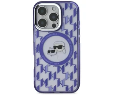 Karl Lagerfeld IML Monogram K&amp;CH Heads MagSafe Apple iPhone 16 Pro Max dėklas telefonui violetinės spalvos