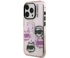Karl Lagerfeld IML Multi K&CH Heads dėklas Apple iPhone 15 Pro rožinės spalvos