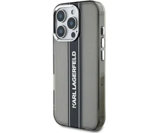 Karl Lagerfeld IML Stripe Logo Apple iPhone 16 Pro dėklas telefonui juodos spalvos