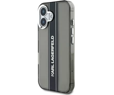 Karl Lagerfeld IML Stripe Logo Apple iPhone 16 dėklas telefonui juodos spalvos
