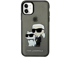 Apple iPhone 11 / XR Karl Lagerfeld dėklas Gliter Karl&amp;Choupette (KLHCN61HNKCTGK) juodos spalvos