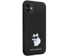 Apple iPhone 11 Karl Lagerfeld dėklas Silicone C Metal Pin (KLHCN61SMHCNPK) juodos spalvos