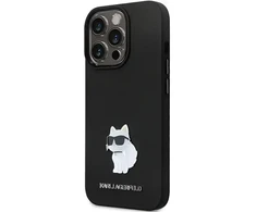 Karl Lagerfeld KLHCP13LSMHCNPK silikoninis telefono dėklas su metaliniu kaiščiu iPhone 13 Pro | iPhone 13, juodas