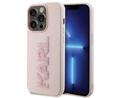 Apple iPhone 15 Pro Karl Lagerfeld dėklas 3D Rubber Glitter Logo (KLHCP15L3DMBKCP) rožinės spalvos