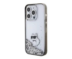 Dėklas Karl Lagerfeld KLHCP15LLKCNSK IPHONE 15 PRO 6.1 "TRANSPARENT HARDCASE LIQUID GLITTER CHUPETTE