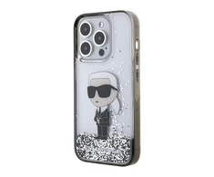 Apple iPhone 15 Pro Karl Lagerfeld Hardcase Liquid Glitter Ikonik (KLHCP15LLKKNSK) dėklas telefonui skaidrus