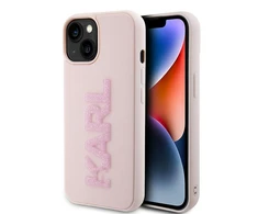 Apple iPhone 15 Karl Lagerfeld dėklas 3D Rubber Glitter Logo (KLHCP15S3DMBKCP) rožinės spalvos