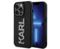 Dėklas Karl Lagerfeld KLHCP15X3DMBKCK IPHONE 15 PRO MAX 6.7 "Juodas/Juodas HARDCASE 3D RUBBER GLITTER LOGO