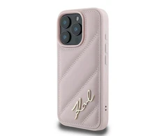 Karl Lagerfeld Quilted Signature Apple iPhone 16 Pro Max - dėklas telefonui rožinės spalvos