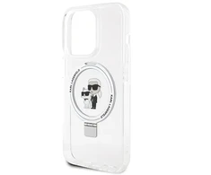 Karl Lagerfeld KLHMP13XHMRSKCH Apple iPhone 13 Pro Max 6.7″ baltos spalvos kietas dėklas Ring Stand Karl&amp;Choupettte