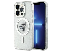 Apple iPhone 15 Pro Karl Lagerfeld dėklas Karl&Choupette Glitter MagSafe (KLHMP15LHGKCNOT) skaidrus