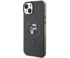 Apple iPhone 15 Karl Lagerfeld dėklas Karl&amp;Choupette Glitter MagSafe (KLHMP15SHGKCNOK) juodos spalvos
