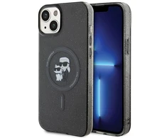 Apple iPhone 15 Karl Lagerfeld dėklas Karl&amp;Choupette Glitter MagSafe (KLHMP15SHGKCNOK) juodos spalvos