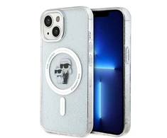 Apple iPhone 15 Karl Lagerfeld dėklas Karl&Choupette Glitter MagSafe (KLHMP15SHGKCNOT) skaidrus