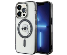 Apple iPhone 15 Pro Max Karl Lagerfeld dėklas IML Karl`s Head MagSafe (KLHMP15XHKHNOTK) skaidrus
