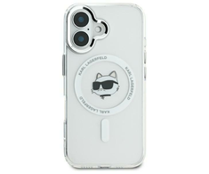Karl Lagerfeld IML Metal Choupette Head MagSafe - dėklas skirtas Apple iPhone 16 Pro baltas