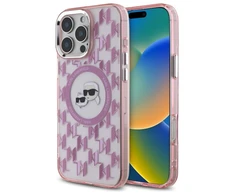 Karl Lagerfeld IML Monogram Karl &amp; Choupette Head MagSafe - dėklas skirtas Apple iPhone 16 Pro pink