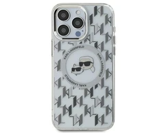 Karl Lagerfeld IML Monogram Karl &amp; Choupette Head MagSafe - dėklas skirtas Apple iPhone 16 Pro Max transparent