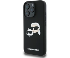 Karl Lagerfeld Skysto silikono dvi galvutės telefonų dėklas su MagSafe palaikymu iPhone 16 Pro juodas