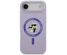 Karl Lagerfeld Skysto silikono telefono dėklas su MagSafe palaikymu, skirtas iPhone 17 Air, purpurinės spalvos