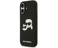 Karl Lagerfeld Liquid Silicone Double Heads MagSafe dėklas skirtas Apple iPhone 17 juodos spalvos