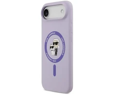 Karl Lagerfeld Skysto silikono telefono dėklas su MagSafe palaikymu, skirtas iPhone 17 Air, purpurinės spalvos