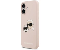 Karl Lagerfeld Liquid Silicone Double Heads MagSafe dėklas skirtas Apple iPhone 17 rožinės spalvos