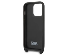 Apple iPhone 14 Pro Karl Lagerfeld dėklas Monogram Plaque Logo Strap (KLHCP14LSTMMK) juodos spalvos
