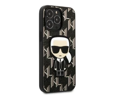 Apple iPhone 13 Pro Karl Lagerfeld dėklas Monogram Ikonik Patch juodos spalvos