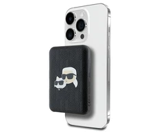 Karl Lagerfeld Powerbank inductive KLPB5FPGKSKCHK 16W 5000mAh juodos spalvos Karl&amp;Choupette Head Pin MagSafe