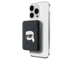 Karl Lagerfeld Powerbank indukcinis KLPB5FPGKSKIHK 16W 5000mAh juodos spalvos Karl Head Pin MagSafe