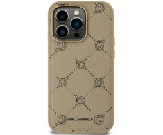 Karl Lagerfeld PU Karl Heads Pattern MagSafe dėklas telefonui Apple iPhone 14 Pro Max rusvai gelsvas