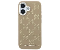Dėklas Karl Lagerfeld PU Perforated Monogram phone case with MagSafe support for iPhone 17 beige