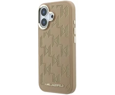 Dėklas Karl Lagerfeld PU Perforated Monogram phone case with MagSafe support for iPhone 17 beige