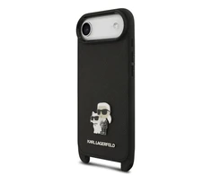 Karl Lagerfeld Saffiano Crossbody Strap Metal Karl and Choupette dėklas skirtas Apple iPhone Air juodos spalvos