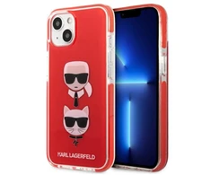 Karl Lagerfeld Karlas Lagerfeldas KLHCP13STPE2TR iPhone 13 mini 5,4 colių kietas dėklas, raudona/raudona Karl&amp;Choupette galvutė