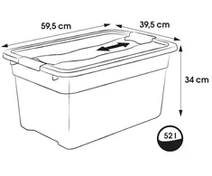 Keeeper Box with lid crystalbox Cornelia 59,5x39,5x34cm 52L transparent
