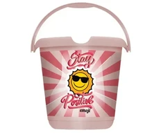 Keeeper Bucket deco 10L Ilvie "Emoji Stay Positive" Ø30x28cm pink