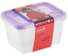 Keeeper Food container set rectangular 2x2L Fredo "Fresh" transparent/light violetinė