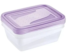 Stoneline Keeeper Food container set rectangular 3x1,25L Fredo "Fresh" transparent/light violetinė