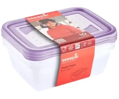 Stoneline Keeeper Food container set rectangular 3x1,25L Fredo "Fresh" transparent/light violetinė