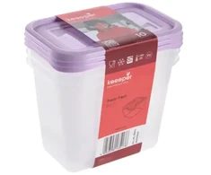 Stoneline Keeeper Food container set rectangular 3x1L Fredo "Fresh" transparent/light violetinė