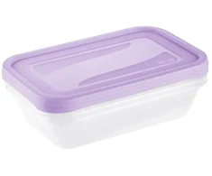 Stoneline Keeeper Food container set rectangular 3x2,4L Fredo "Fresh" transparent/light violetinė