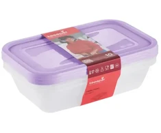 Stoneline Keeeper Food container set rectangular 3x2,4L Fredo "Fresh" transparent/light violetinė